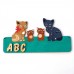 4 Katzen Türschild incl. Buchstaben in Naturholz individuelles Namensschild