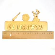 Türschild Motiv Hirschkopf Gewehr und Zielscheibe incl. Buchstaben