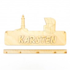 Türschild Leuchtturm, Strandkorb Holz incl. Buchstaben