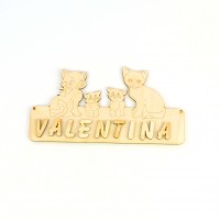 4 Katzen Türschild incl. Buchstaben in Naturholz individuelles Namensschild