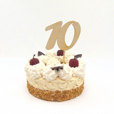 Tortenstecker mit Zahl 10, für Geburtstag, Hölzerne Hochzeit oder Rosenhochzeit