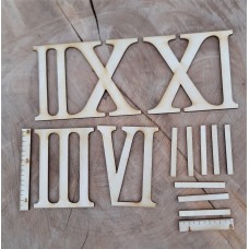 Römische Ziffern 8 cm 3, 6, 9 und 12 und 8 Striche